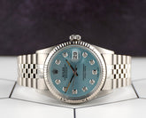 Rolex 36mm Datejust Steel Fluted Ice Blue Dial Watch 16014